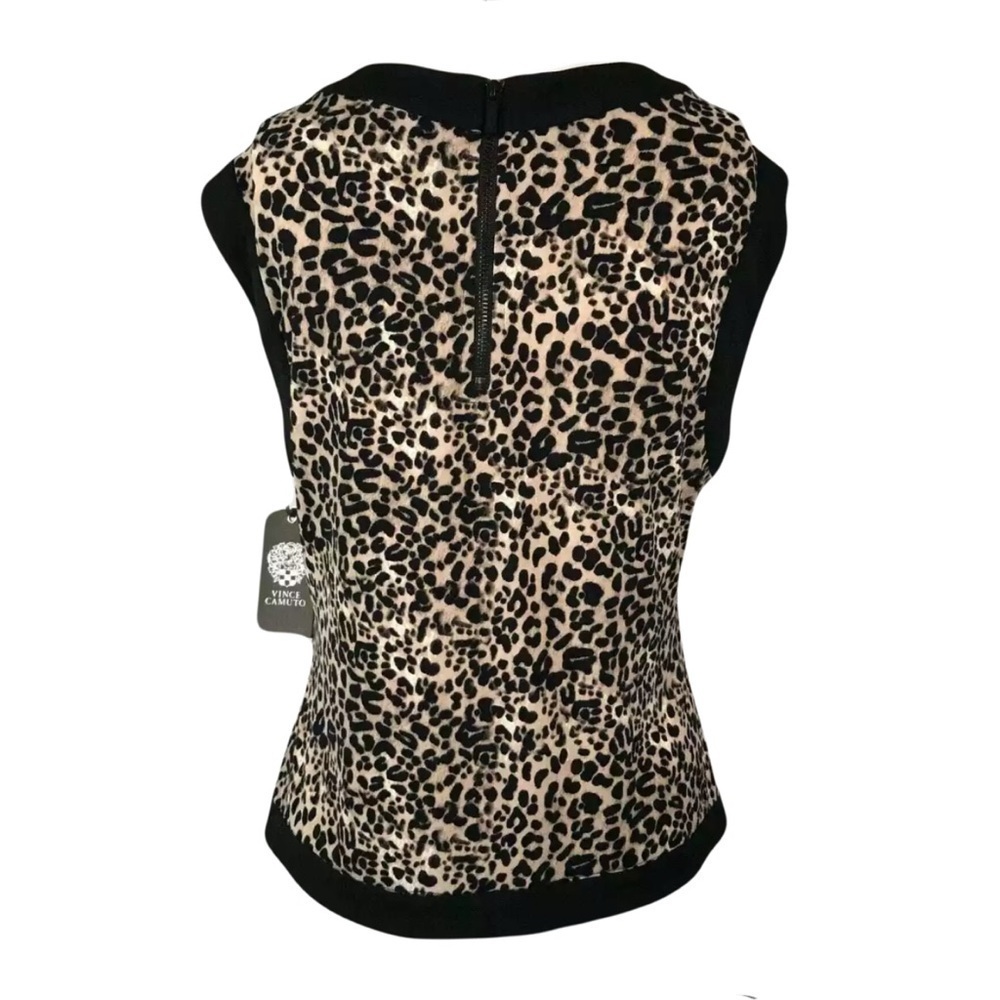NWT Vince Camuto Women’s Serengeti Top Leopard Print with Black Trim Med - Picture 4 of 9